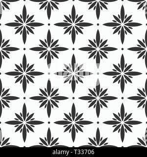 Abstract seamless pattern. Decorative oriental ornament. Stylized flowers. Geometric fashion design. Turkish, Arabic, Indian pattern. Contrast. Stock Vector