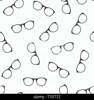 Glasses seamless pattern. Retro style. Cartoon flat style.Vector monochrome illustration. Stock Vector