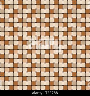 Vector seamless pattern of small smooth squares. Brown and beige ceramic tile mosaic. Minimalistic graphic print. Flat design. Vector color background Stock Vector