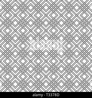 Abstract geometric seamless pattern. Stylish repeating texture. Braiding background of intersecting stripes lattice. Vector monochrome background. Stock Vector