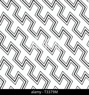 Vector monochrome seamless pattern with zig zag lines. Diagonal arrangement. Geometric lattice. Modern stylish texture. Repeating geometric shapes. Stock Vector