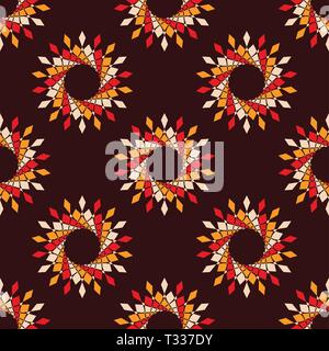 Abstract seamless pattern of symmetric geometric round shapes. Circle frames. Technology circle emblems. Design elements. Stars, snowflakes. Stock Vector