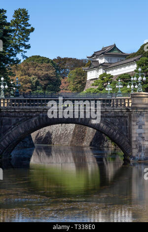 Nijubashi (Stone Bridge) Imperial Palace, Tokyo, Japan Stock Photo