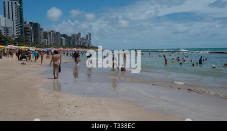 A crowded Recife Beach, Brazil Stock Photo