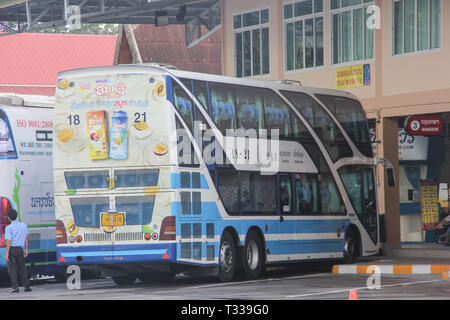 Chiangmai, Thailand - Auguest  11 2012: Bus of Sombattour company. Photo at Chiangmai bus station, thailand. Stock Photo