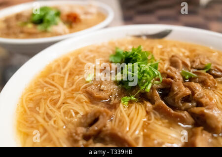 thin noodles with pork intestine, famous and traditional Taiwan snacks Stock Photo