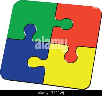 Four piece puzzle. 4 step process diagram. Four section. Square schedule diagram Isolated, white. Vector Stock Vector