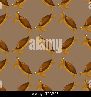 Ocean Turtle Seamless Pattern. Sea Graphic Simple Animal Texture Stock Vector