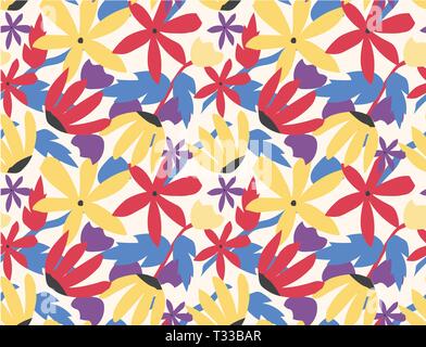 seamless pattern colorful flower pop art style Stock Vector