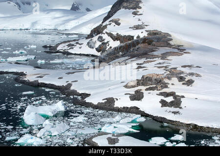 Icebergs at Port Charcot, Wilhelm Archipelago, Antarctic Peninsular. Stock Photo