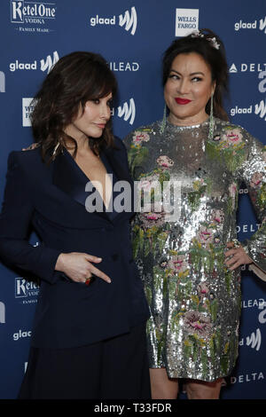 March 28, 2019 - Los Angeles, CA, USA - LOS ANGELES - MAR 28:  Gina Gershon, Jennifer Tilly at the 30th Annual GLAAD Media Awards at the Beverly Hilton Hotel on March 28, 2019 in Los Angeles, CA (Credit Image: © Kay Blake/ZUMA Wire) Stock Photo