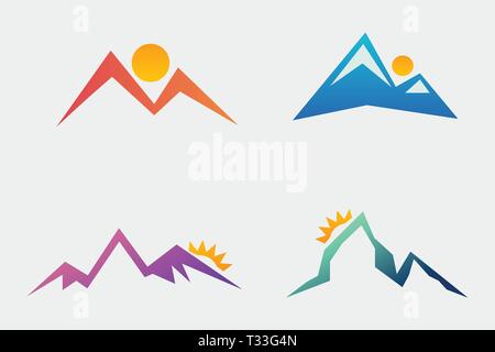 mountain abstract vector icon illustration set Stock Vector