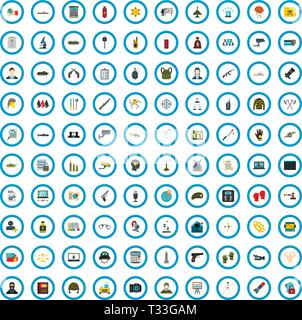 100 protection investigation icons set in flat style for any design vector illustration Stock Vector