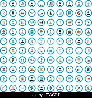 100 psychology training icons set in flat style for any design vector illustration Stock Vector