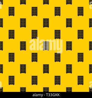 Wooden cabinet with drawers pattern seamless vector repeat geometric yellow for any design Stock Vector