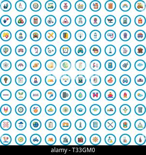 100 public transport icons set. Cartoon illustration of 100 public transport vector icons isolated on white background Stock Vector