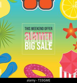 Summer sale web banner template. Used for Social media post, poster. Banner, flyer, brochure, Easily editable for any design project Stock Vector