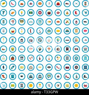 100 purchasing school icons set in flat style for any design vector illustration Stock Vector