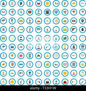100 raffle company icons set in flat style for any design vector illustration Stock Vector