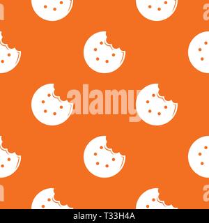 Bite biscuits pattern vector orange for any web design best Stock Vector