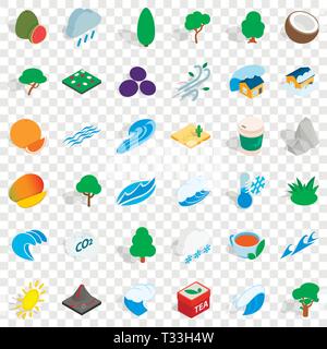 Small tree icons set. Isometric style of 36 small tree vector icons for web for any design Stock Vector