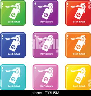 Do not disturb icons set 9 color collection isolated on white for any design Stock Vector