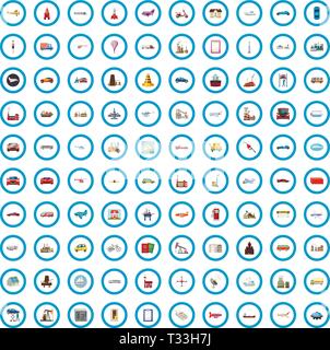 100 real estate icons set in cartoon style for any design vector illustration Stock Vector