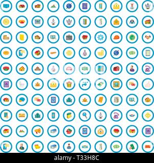 100 real estate icons set in cartoon style for any design vector illustration Stock Vector