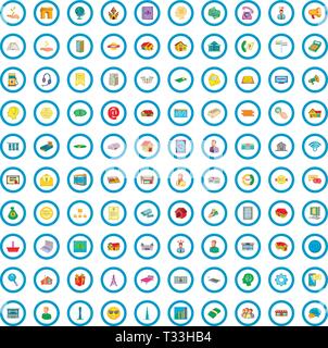 100 realtor icons set in cartoon style for any design vector illustration Stock Vector