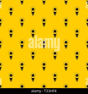 Light bulb with sun inside pattern seamless vector repeat geometric yellow for any design Stock Vector