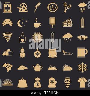 Hot coffee icons set. Simple style of 36 hot coffee vector icons for web for any design Stock Vector