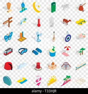Small vacation icons set. Isometric style of 36 small vacation vector icons for web for any design Stock Vector