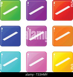 Metal bar icons set 9 color collection isolated on white for any design Stock Vector