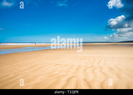 Ripples in the sand caused by the tidal movement of the sea on Holkham bay beach, North Norfolk coast, East Anglia, England, UK. Stock Photo