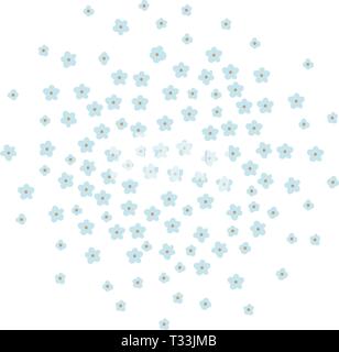 Blue floral garland circle wreath made of forget me not. Round frame for your design, greeting cards, announcements, posters Stock Vector