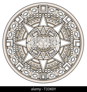 ancient stone maya civilization  aztec calendar astronomy tribal illustration Stock Photo