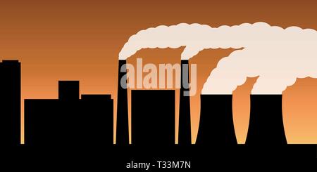 city silhouette with industry air pollution smog and noxious gas emission vector illustration EPS10 Stock Vector