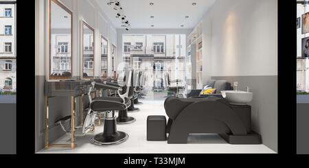 3d render man barber shop Stock Photo