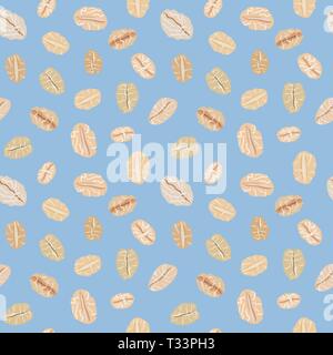 Seamless pattern with oat flakes. Vector seamless pattern, hand drawn illustration. Oat flakes background. Stock Vector