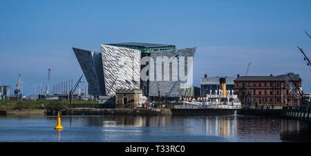 Belfast Harbour and the Titanic Quarter of Belfast in Northern Ireland Stock Photo