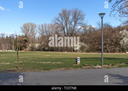 SOFIA, BULGARIA - MARCH 27, 2019: Amazing Spring landscape of South Park in city of Sofia, Bulgaria Stock Photo