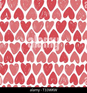 Hearts, seamless background. Love concept. Hand drawn vector illustration Stock Vector