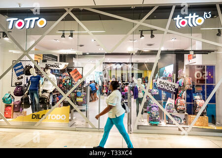Cartagena Colombia,Bocagrande,Centro Comercial Nao plaza indoor mall,front entrance,Totto,back to school fashion,trendy clothing,window display,shoppi Stock Photo