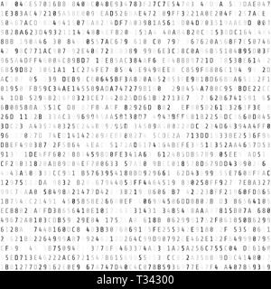 Random Hex Code Stream. Abstract digital data element. Matrix background. Vector illustration isolated on white Stock Vector