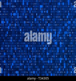 Hex code stream. Cyber security concept. Abstract digital data element. Matrix background. Vector illustration Stock Vector