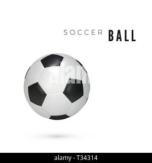 Soccer ball with shadow. Leather ball isolated on white bavkground. Vector illustration Stock Vector