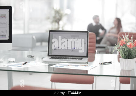 business intelligence BI and key performance indicators KPI on the screen of the laptop Stock Photo