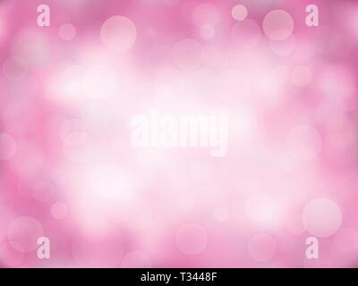 Pink abstract bokeh background with gradient. Nature blurred backdrop with lights. Stock Vector