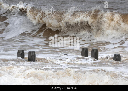 Sea Sculpture, breaking waves and forceful water Stock Photo