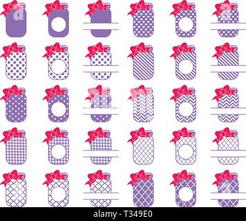 Polka Dot Mason Jar Set. Mason jar Clip art. Stock Vector